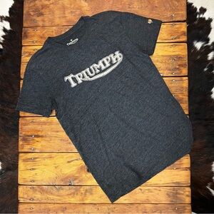 Triumph / Lucky Brand embroidered patch logo vintage slub tee. EUC